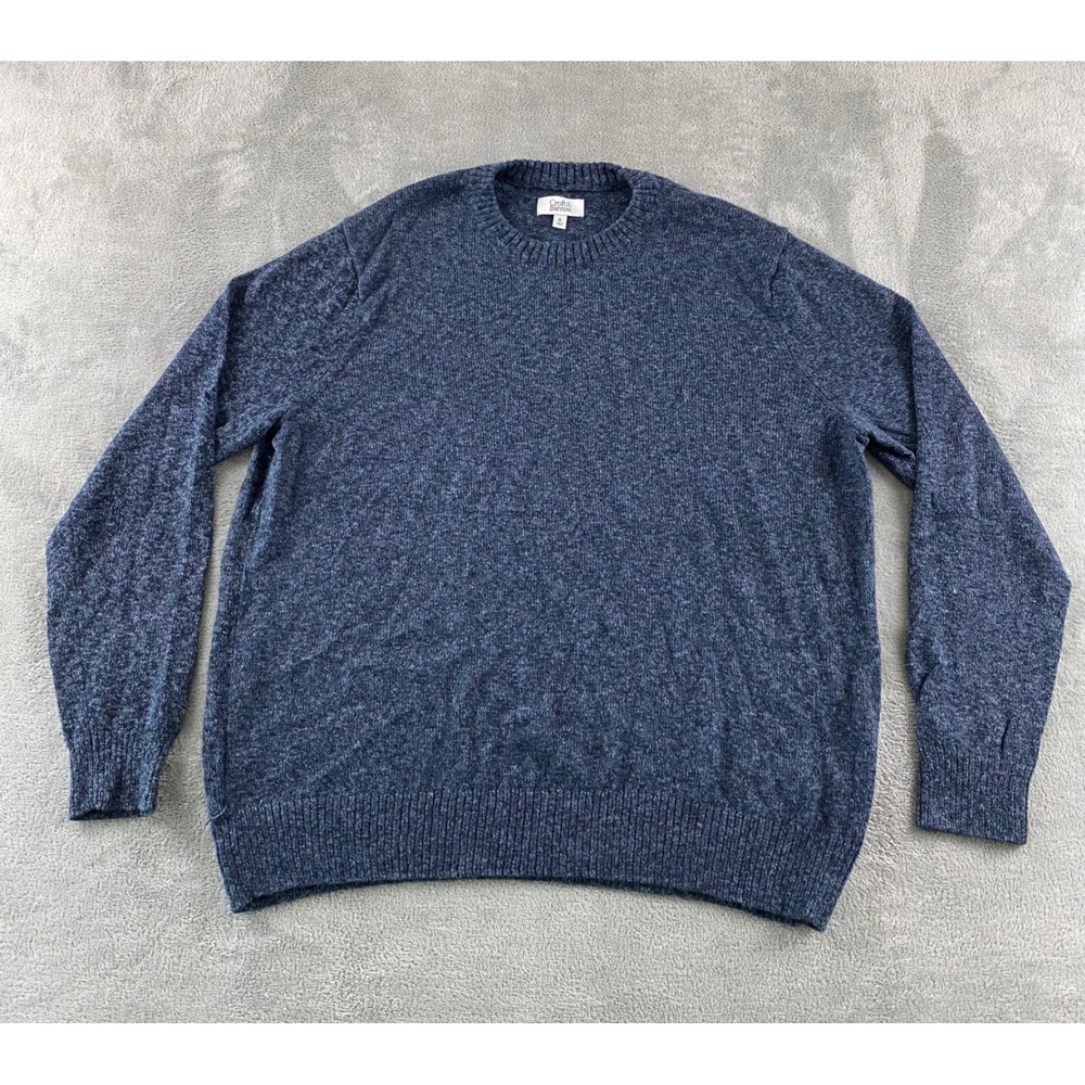 Croft & Barrow Mens XL Navy Blue Marl Knit Crewneck Sweater Heathered Long Slv